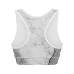 Grey Marble Stone Print Women's Sports Bra