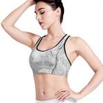 Grey Marble Stone Print Women's Sports Bra