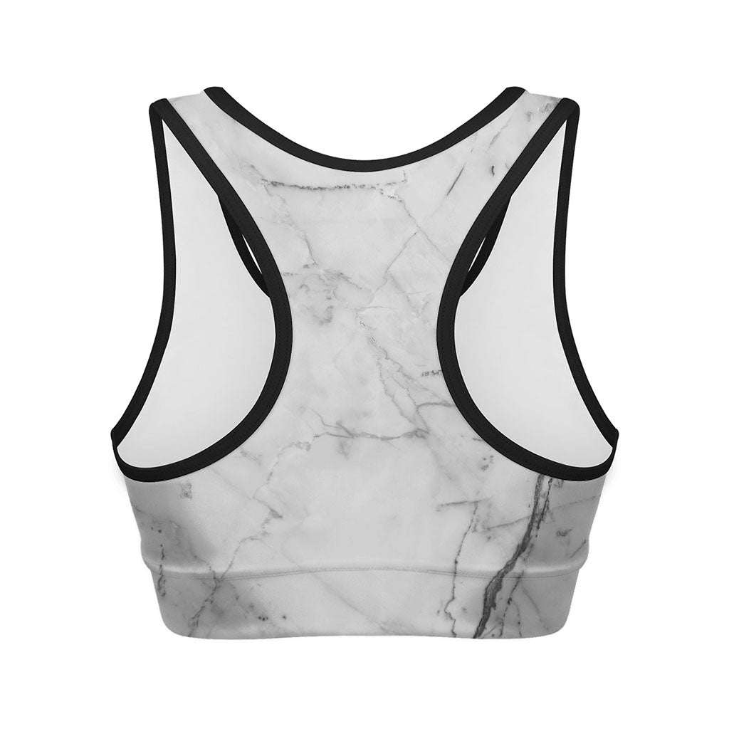 Grey Marble Stone Print Women's Sports Bra