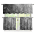 Grey Polygonal Geometric Print 3 Piece Kitchen Curtains