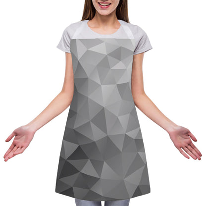 Grey Polygonal Geometric Print Adjustable Apron