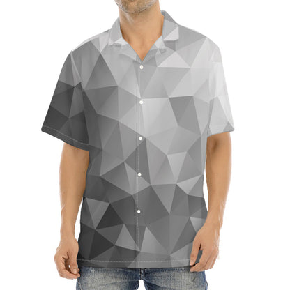 Grey Polygonal Geometric Print Aloha Shirt