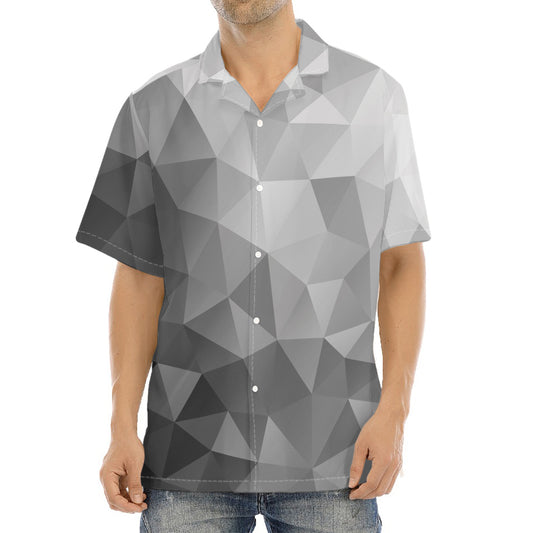 Grey Polygonal Geometric Print Aloha Shirt