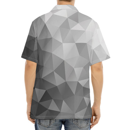 Grey Polygonal Geometric Print Aloha Shirt