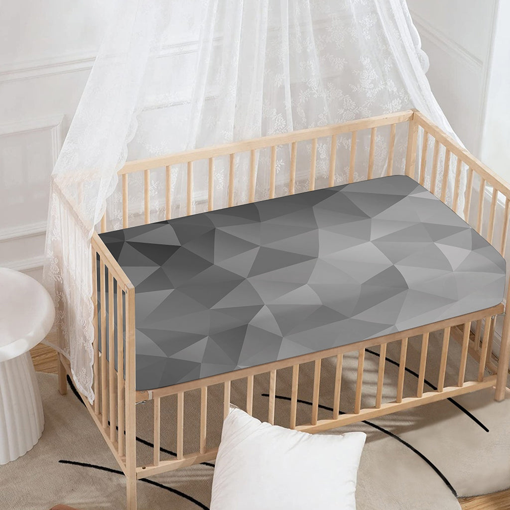 Grey Polygonal Geometric Print Baby Crib Sheet