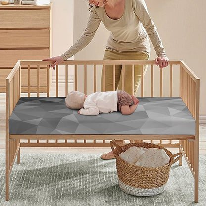 Grey Polygonal Geometric Print Baby Crib Sheet