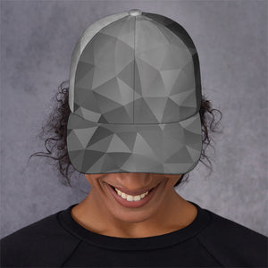 Grey Polygonal Geometric Print Baseball Cap