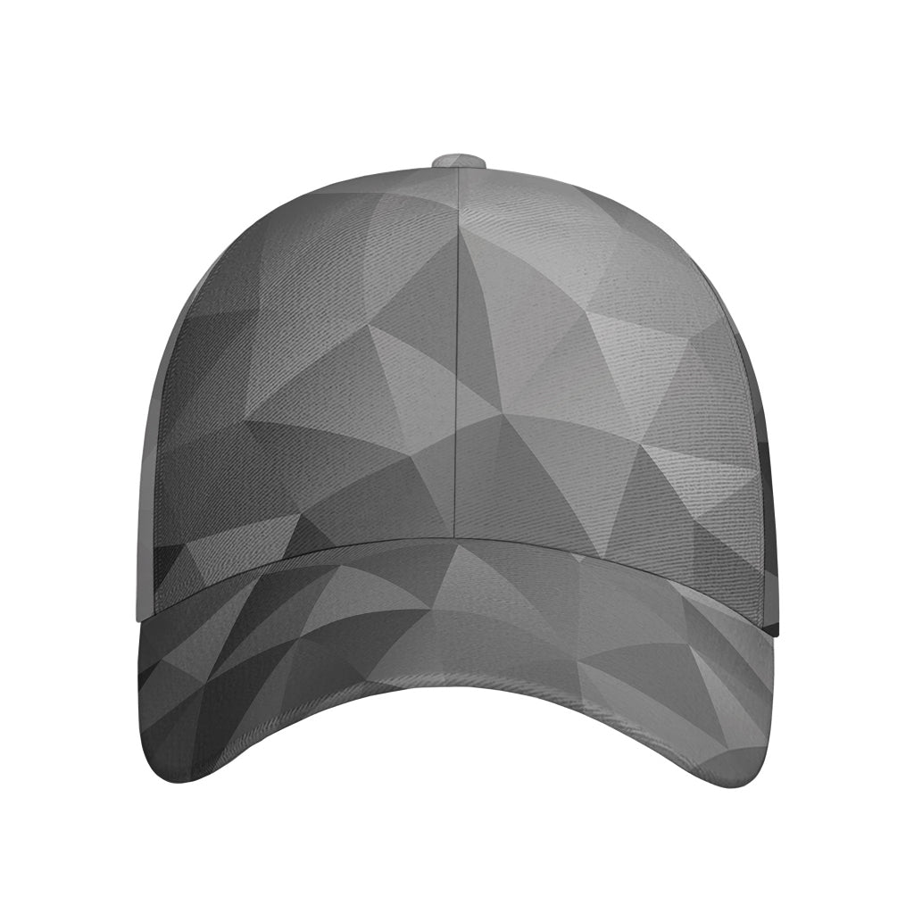 Grey Polygonal Geometric Print Baseball Cap