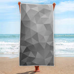 Grey Polygonal Geometric Print Beach Towel
