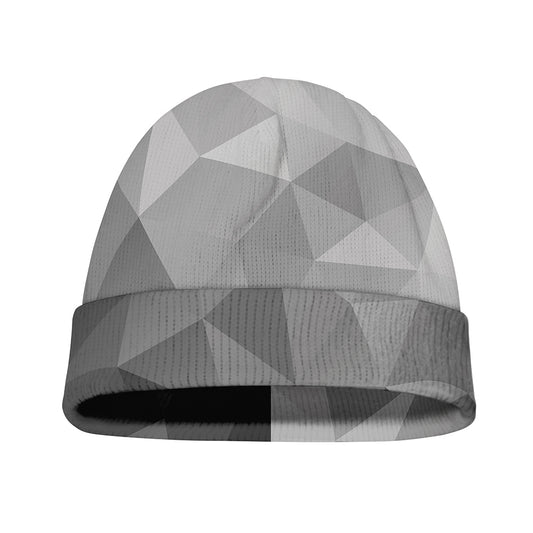 Grey Polygonal Geometric Print Beanie