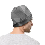 Grey Polygonal Geometric Print Beanie