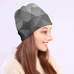Grey Polygonal Geometric Print Beanie