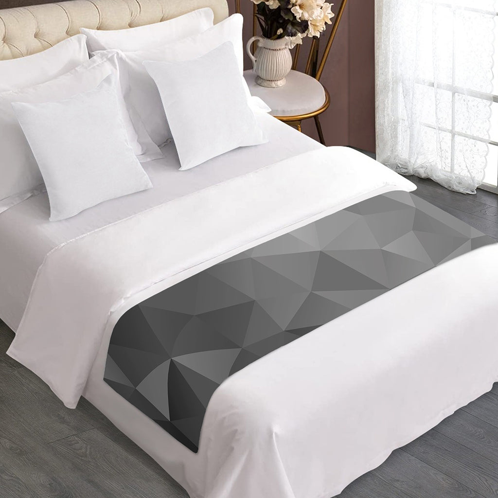 Grey Polygonal Geometric Print Bed Runner
