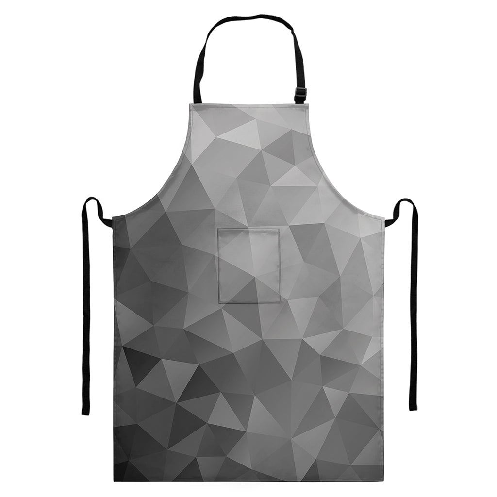 Grey Polygonal Geometric Print Bib Apron With Pocket
