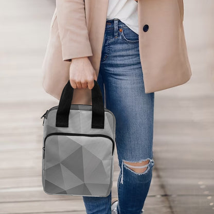 Grey Polygonal Geometric Print Bible Tote Bag