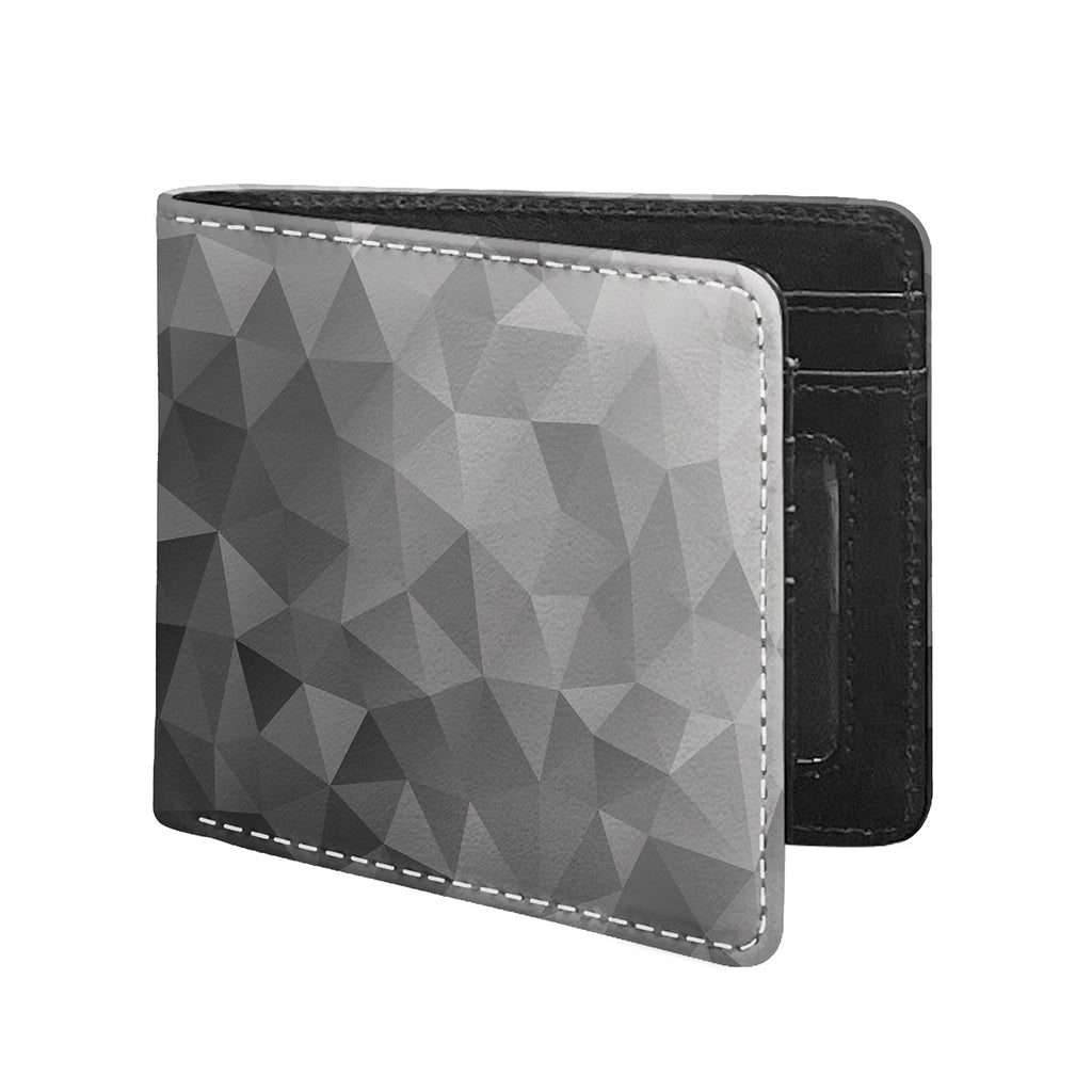 Grey Polygonal Geometric Print Bifold Wallet