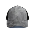 Grey Polygonal Geometric Print Black Mesh Trucker Hat