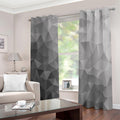 Grey Polygonal Geometric Print Dimout Grommet Curtains