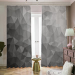 Grey Polygonal Geometric Print Blackout Pencil Pleat Curtains