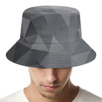 Grey Polygonal Geometric Print Bucket Hat