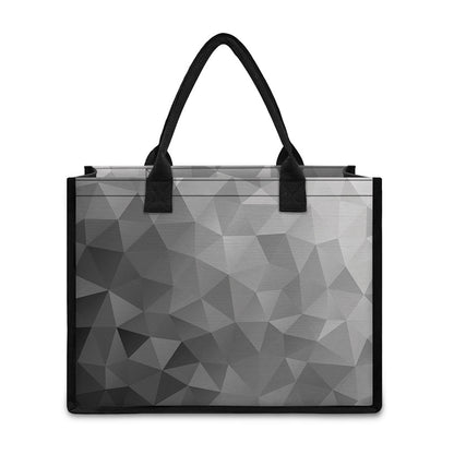 Grey Polygonal Geometric Print Canvas Tote Bag