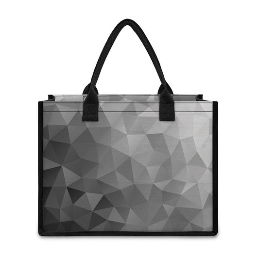 Grey Polygonal Geometric Print Canvas Tote Bag