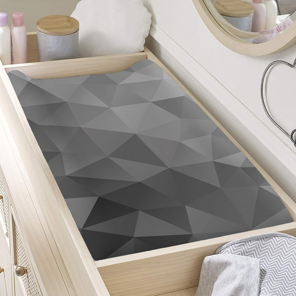 Grey Polygonal Geometric Print Changing Pad Cover