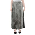 Grey Polygonal Geometric Print Chiffon Maxi Skirt
