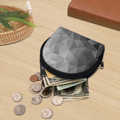 Grey Polygonal Geometric Print Coin Purse
