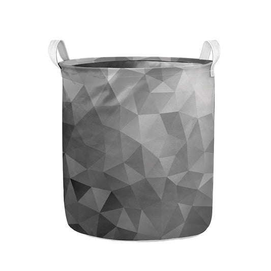 Grey Polygonal Geometric Print Collapsible Laundry Basket