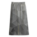 Grey Polygonal Geometric Print Cotton Front Slit Maxi Skirt