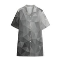 Grey Polygonal Geometric Print Cotton Hawaiian Shirt