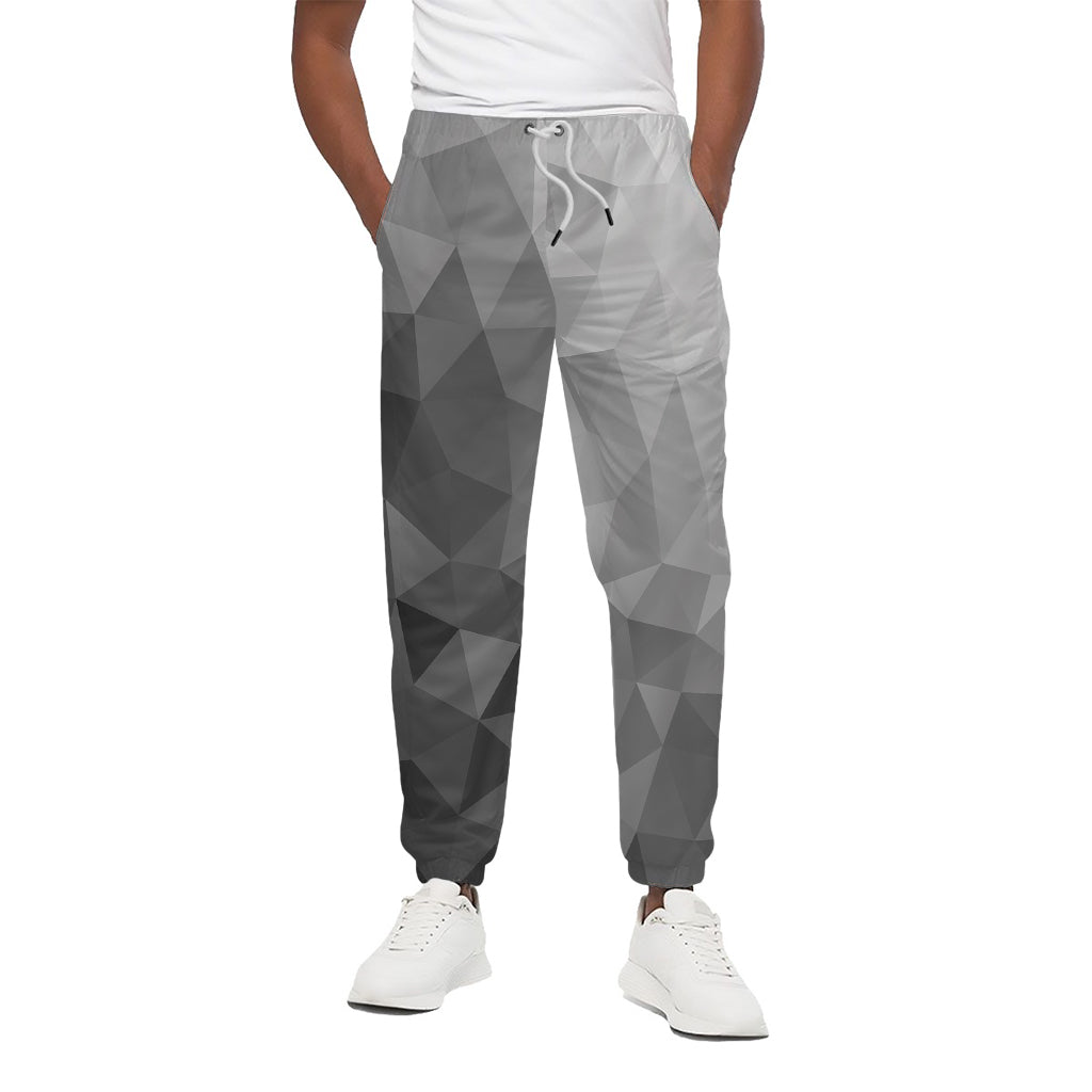 Grey Polygonal Geometric Print Cotton Pants