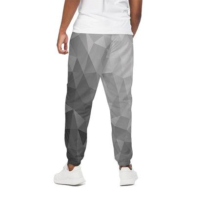 Grey Polygonal Geometric Print Cotton Pants