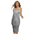 Grey Polygonal Geometric Print Cross Back Cami Dress