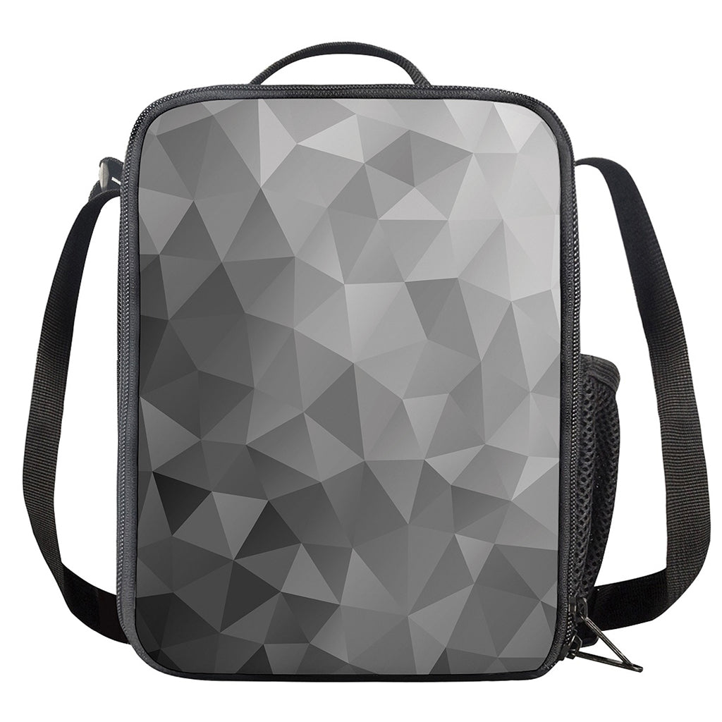 Grey Polygonal Geometric Print Crossbody Lunch Bag