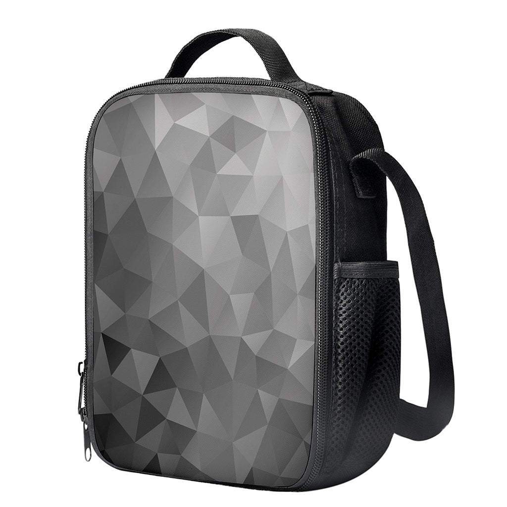 Grey Polygonal Geometric Print Crossbody Lunch Bag