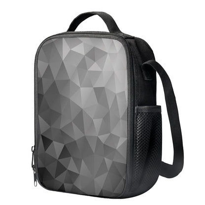Grey Polygonal Geometric Print Crossbody Lunch Bag