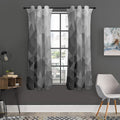 Grey Polygonal Geometric Print Grommet Curtain Panels