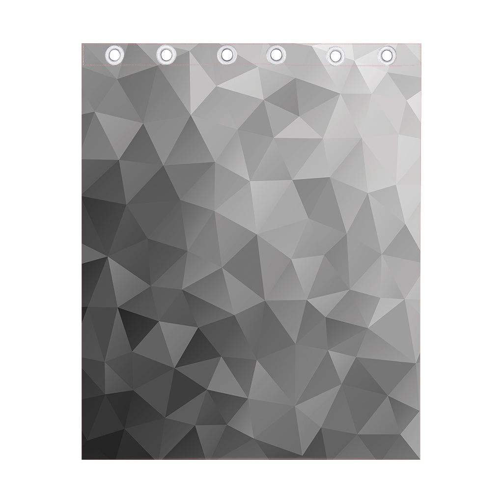 Grey Polygonal Geometric Print Curtain