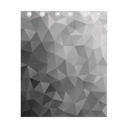 Grey Polygonal Geometric Print Curtain