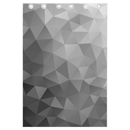 Grey Polygonal Geometric Print Curtain