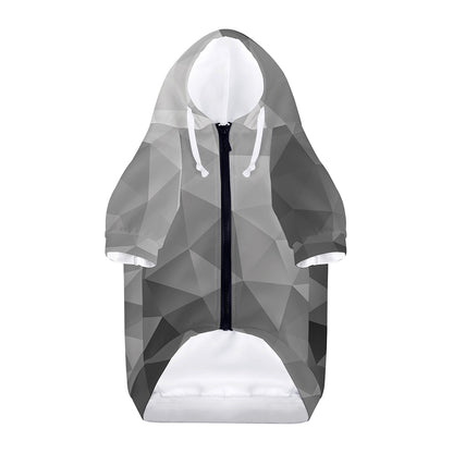 Grey Polygonal Geometric Print Dog Zip Up Hoodie