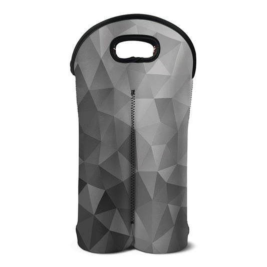 Grey Polygonal Geometric Print Double Neoprene Wine Tote