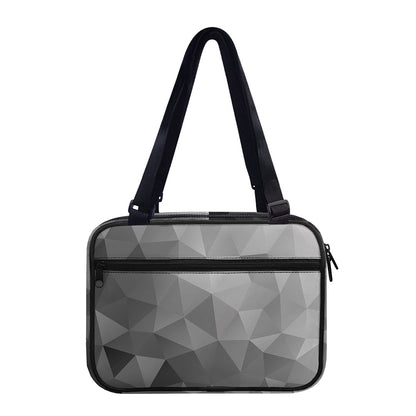 Grey Polygonal Geometric Print Double Strap Bible Bag
