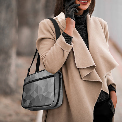 Grey Polygonal Geometric Print Double Strap Bible Bag