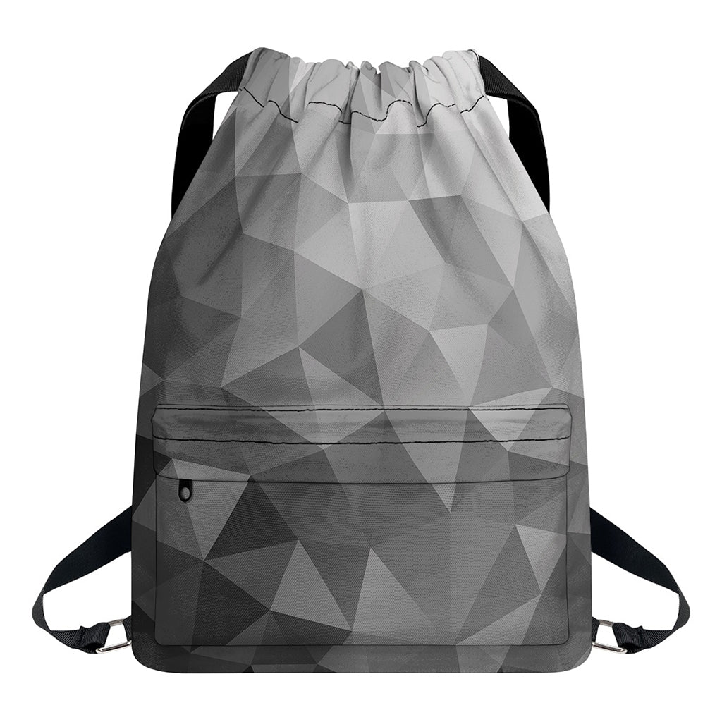 Grey Polygonal Geometric Print Drawstring Backpack