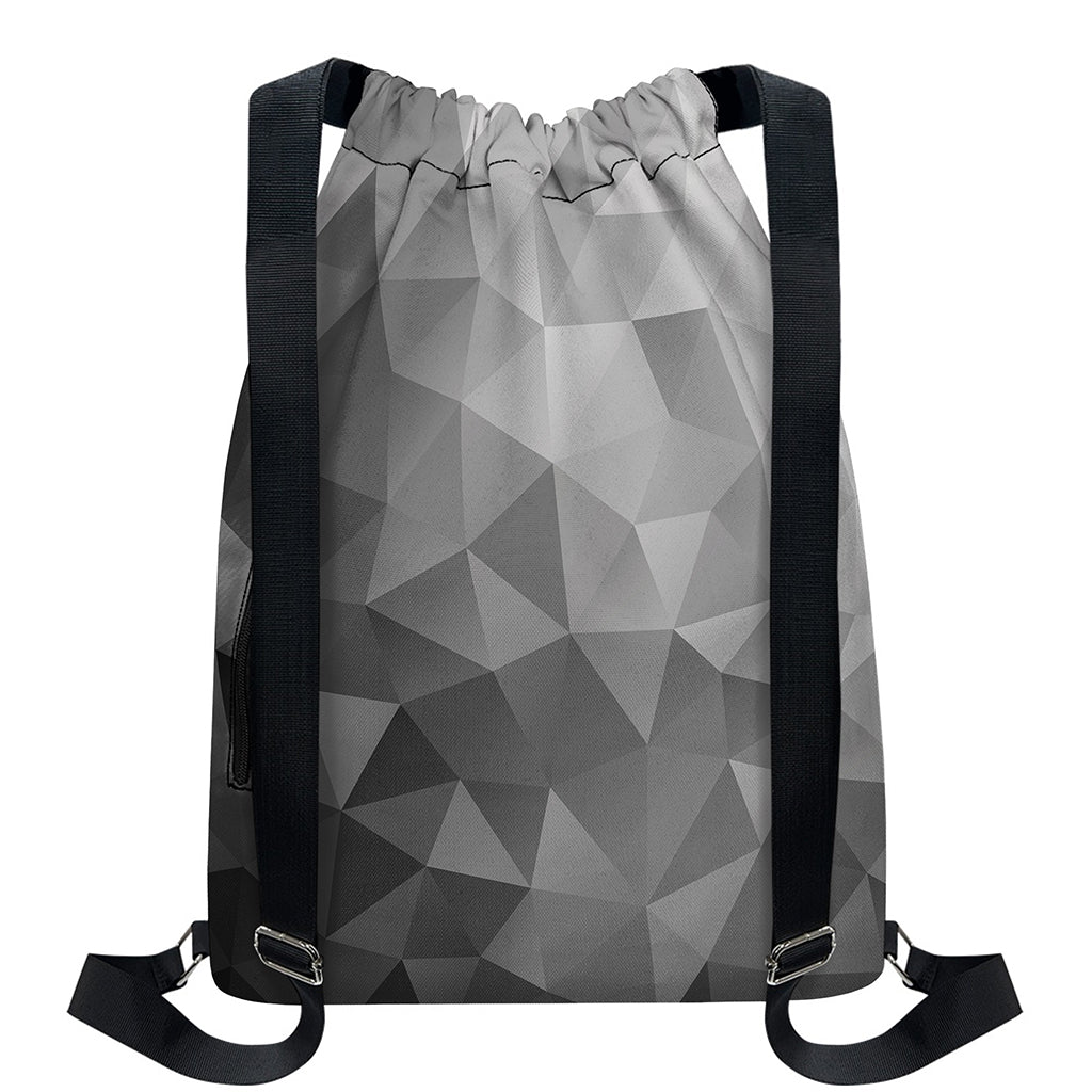 Grey Polygonal Geometric Print Drawstring Backpack