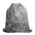 Grey Polygonal Geometric Print Drawstring Bag