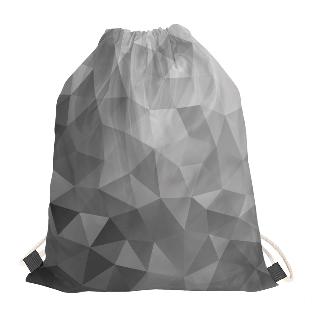 Grey Polygonal Geometric Print Drawstring Bag